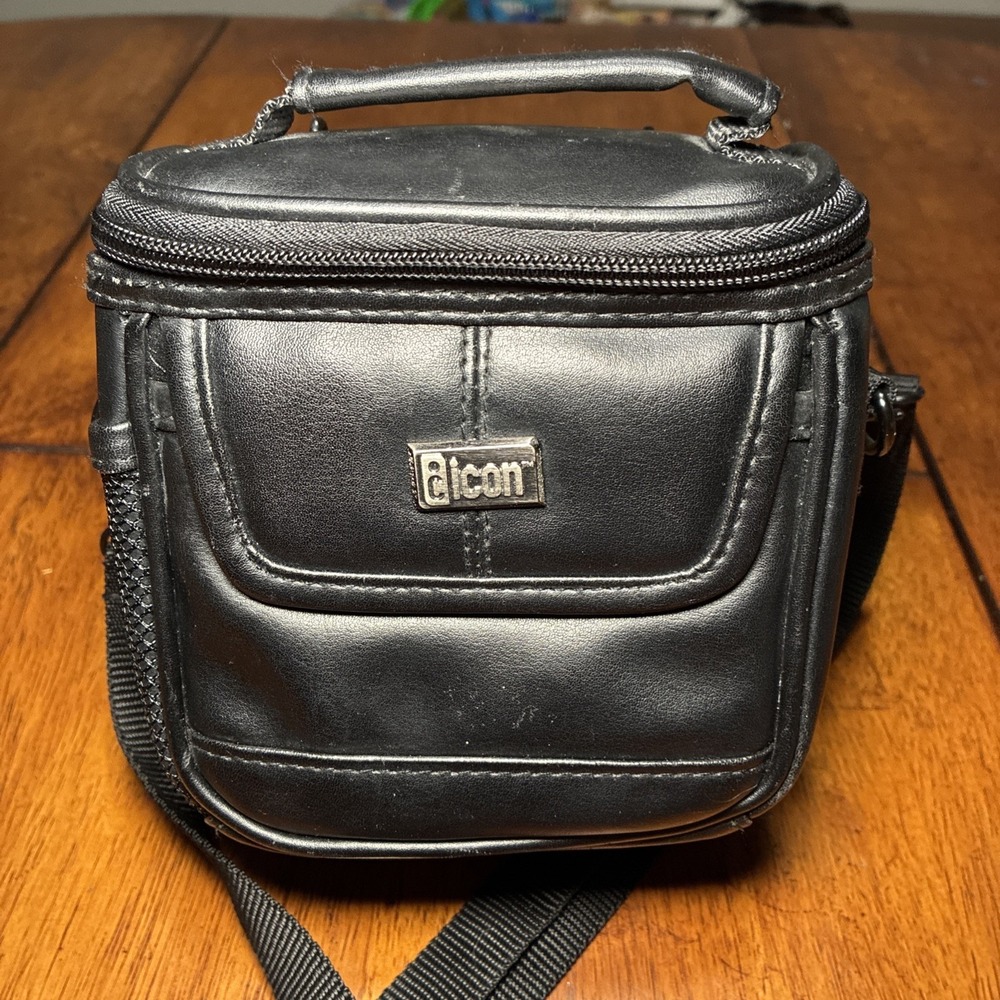 Icon Small Black Camera Storage Bag 6x5x3 Adjustable Strap